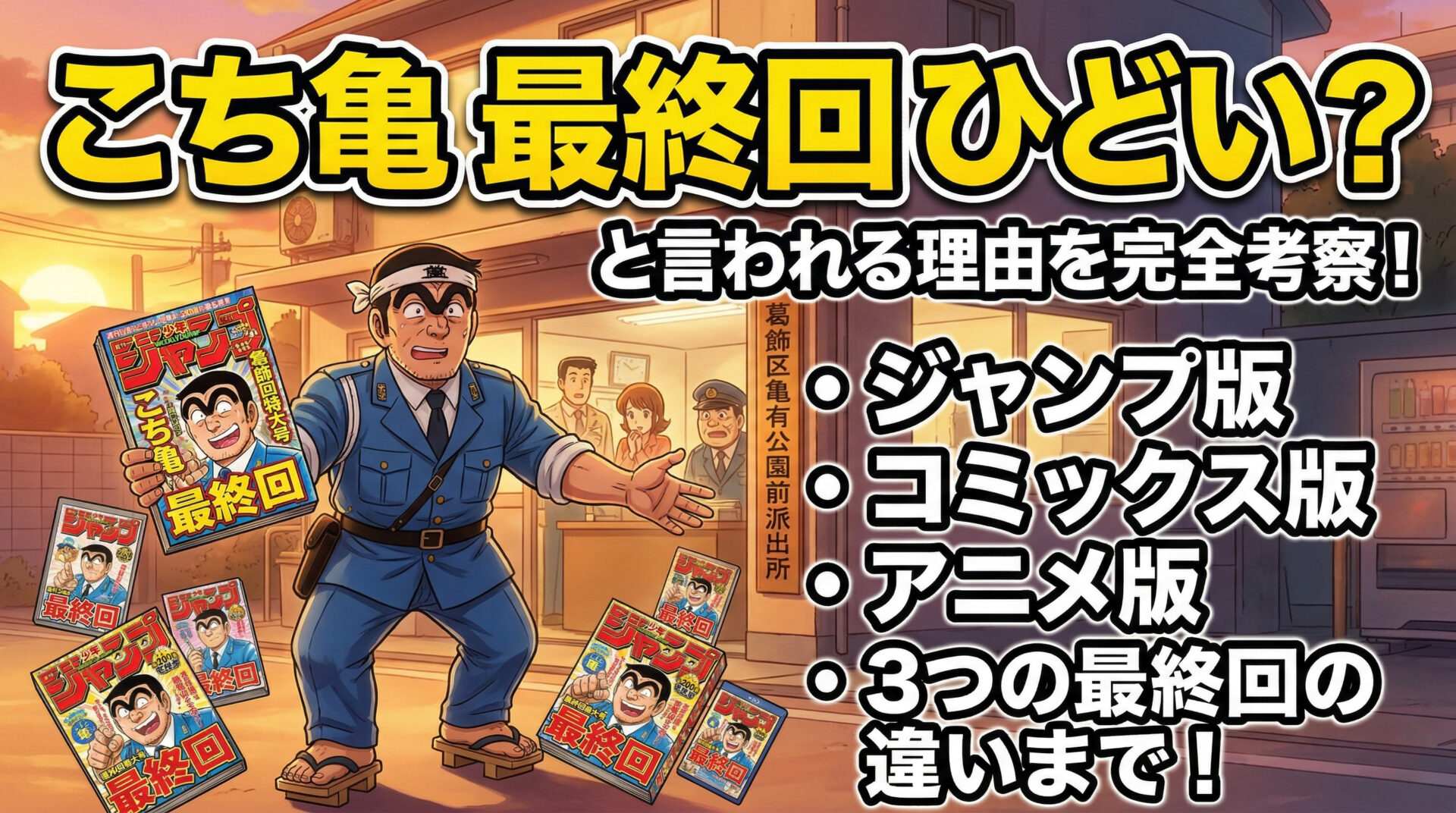こち亀 最終回 ひどいと言われる理由｜ジャンプ版・コミックス版・アニメ版の違いまで