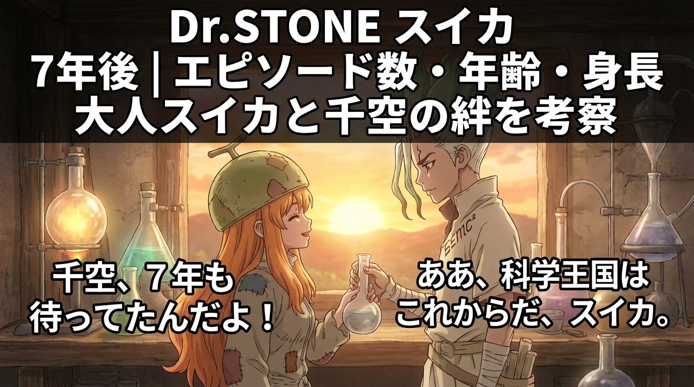ドクターストーン スイカ 7年後｜何話・年齢・身長・成長した大人スイカと千空との絆を考察